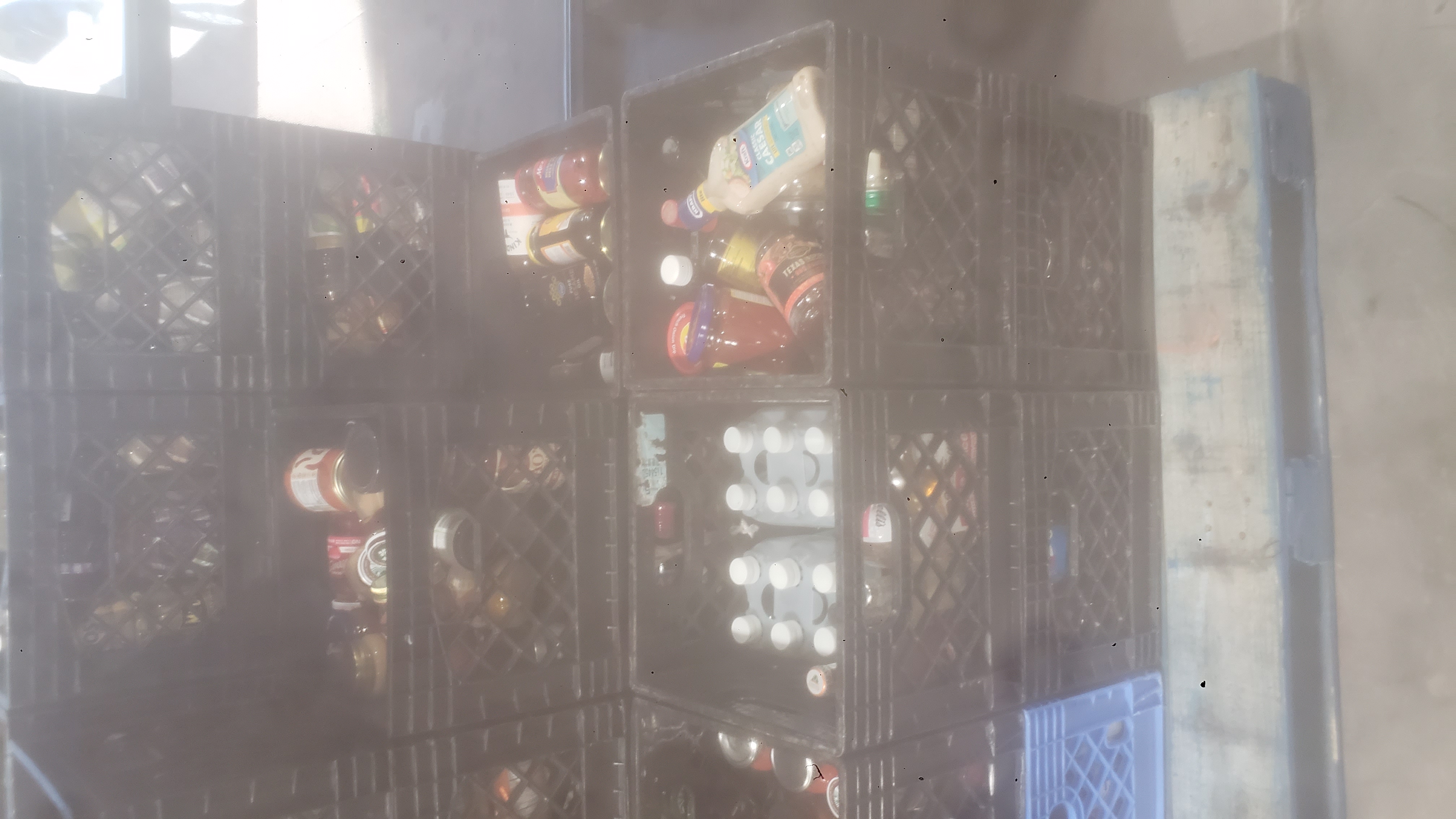 Glass jars in crates